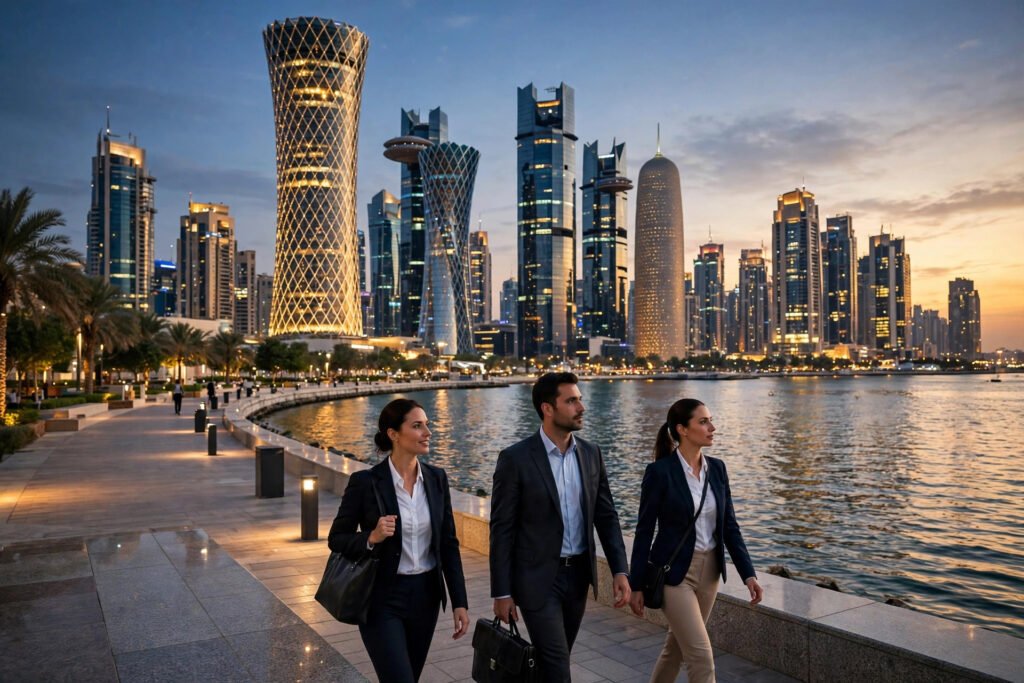 Doha Qatar skyline at dusk — jobs in Qatar 2026