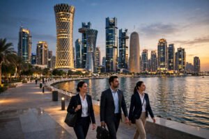 Doha Qatar skyline at dusk — jobs in Qatar 2026