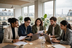 Professionals working in a modern Paris office — jobs in France 2026