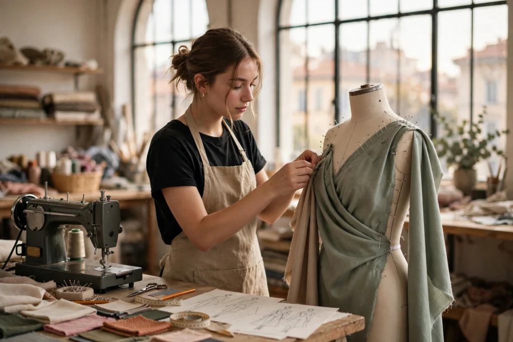 Fashion designer working in a Milan atelier — jobs in Milan 2026